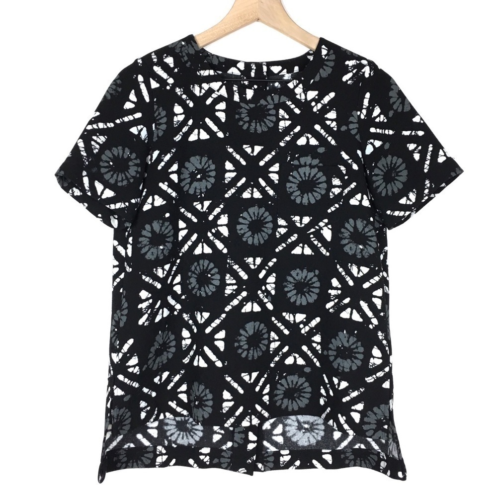 MADEWELL Industry Top Button Back Batik Tie Dye Grid Short Sleeve Retro Size XS